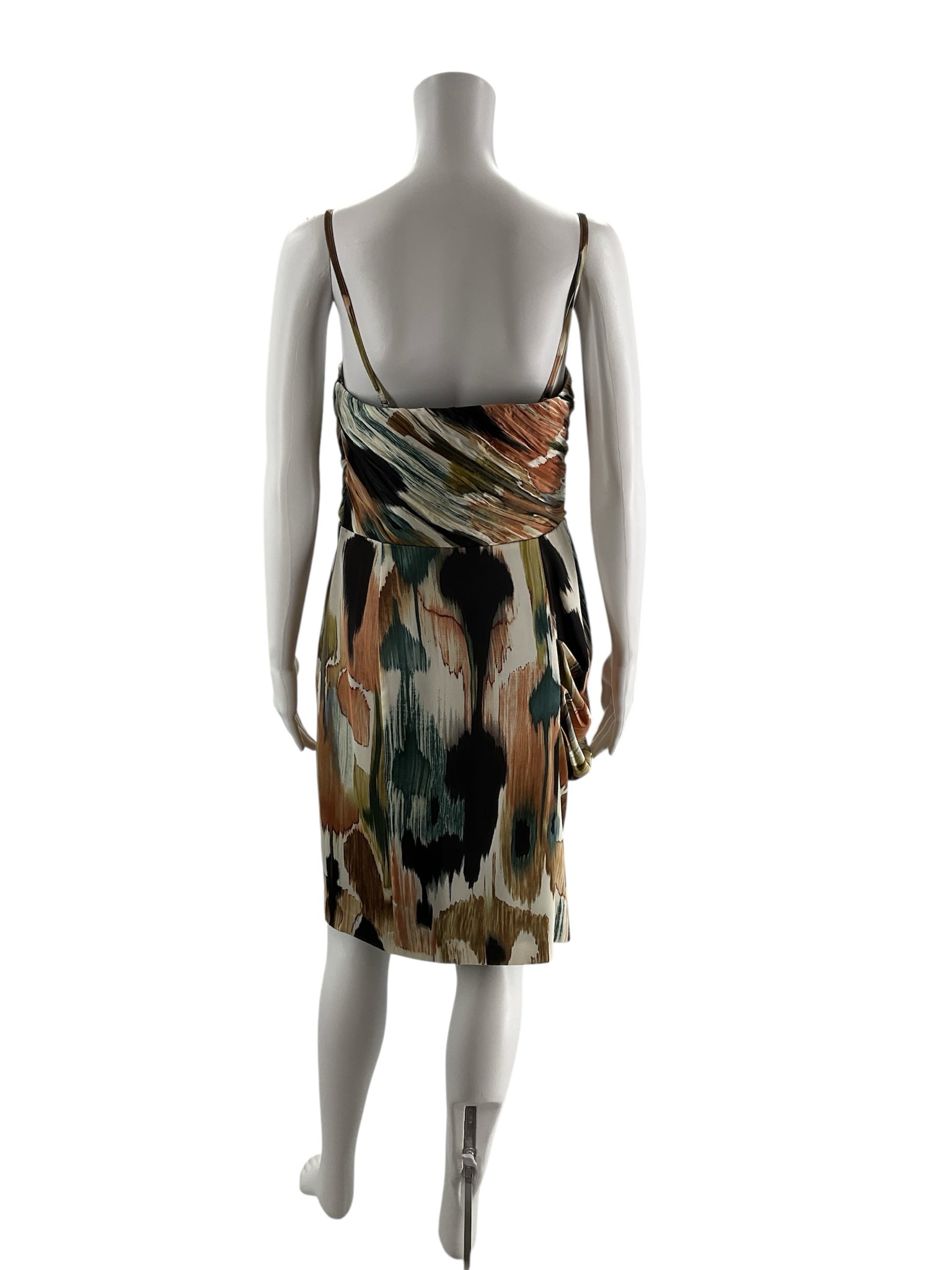 Ann Taylor Teal/Tan Print Pre-Owned Ladies Dress - Size 8