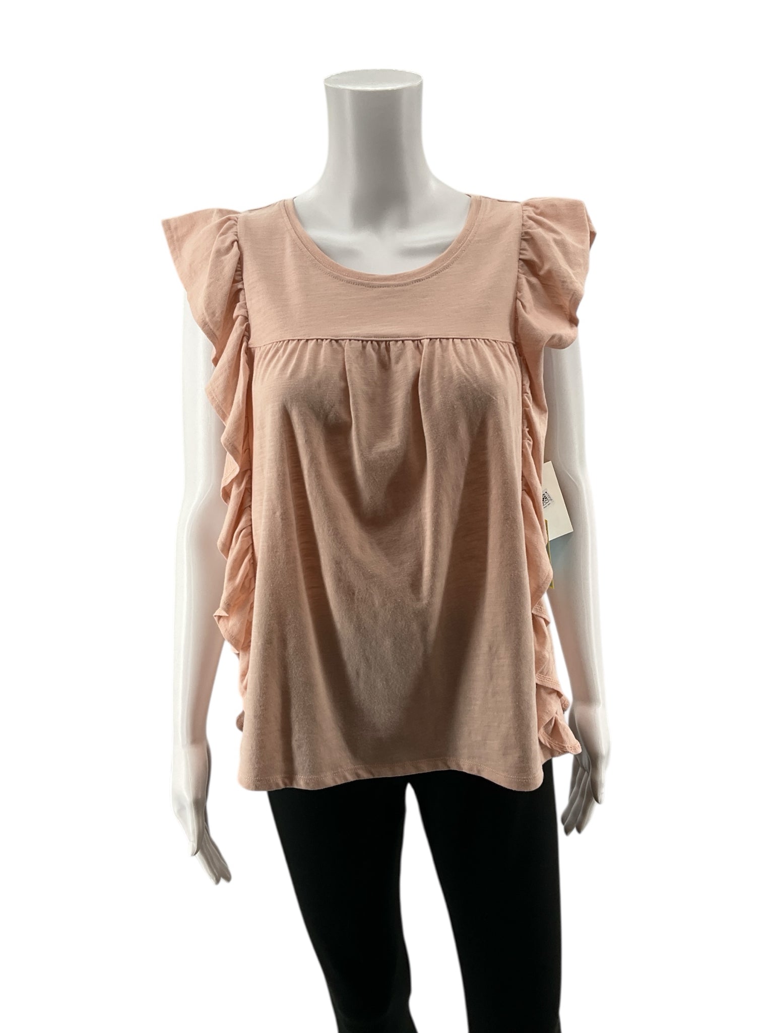 CeCe Blush Sleeveless Ruffle Flutter Sleeve Top Blush Pink NWT Size Small - Size S