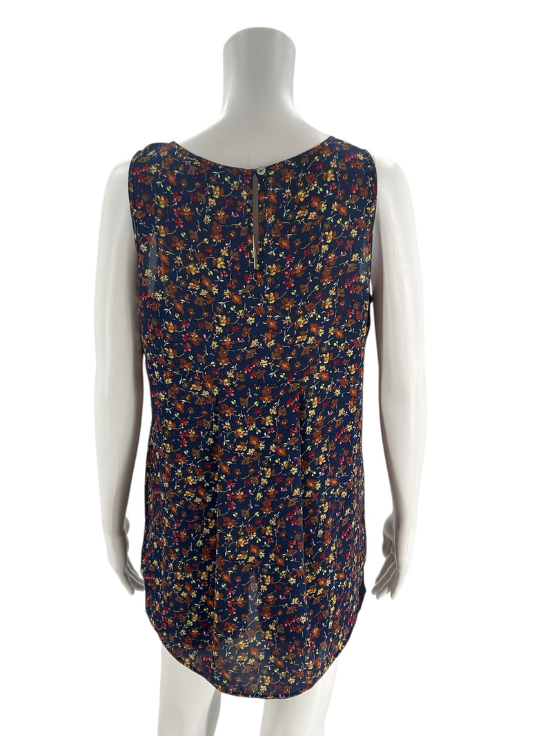 Everleigh Navy/Brown Floral Pre-Owned Ladies Top - Size Small - Margaret’s Fine Consignment