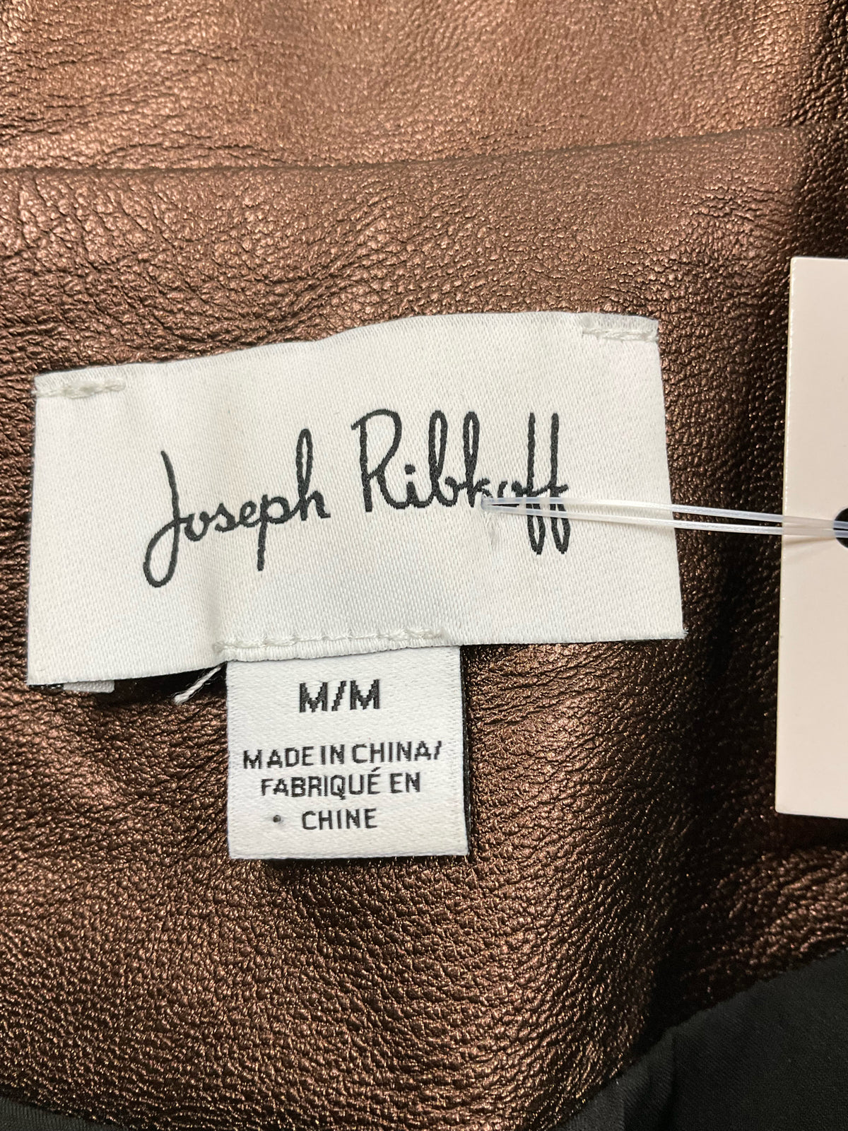 Joseph Ribkoff Copper Metallic Faux Leather Moto Jacket Size Medium