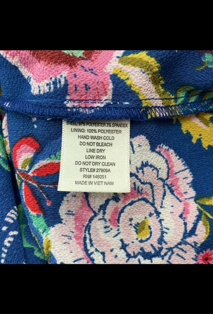 Monteau - Blue/pink Floral Pre-Owned Ladies Casual Top - Size Large
