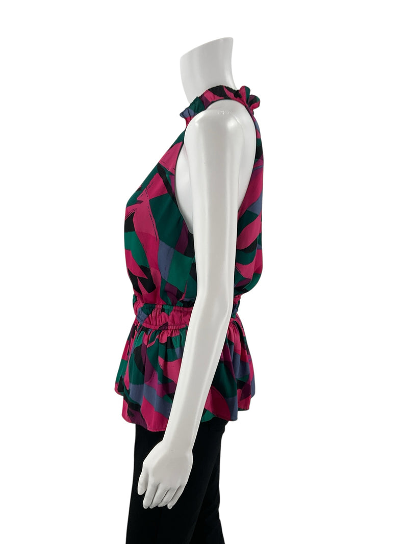 Nine West Green/Pink/Purple Print Pre-Owned Top - Size Medium