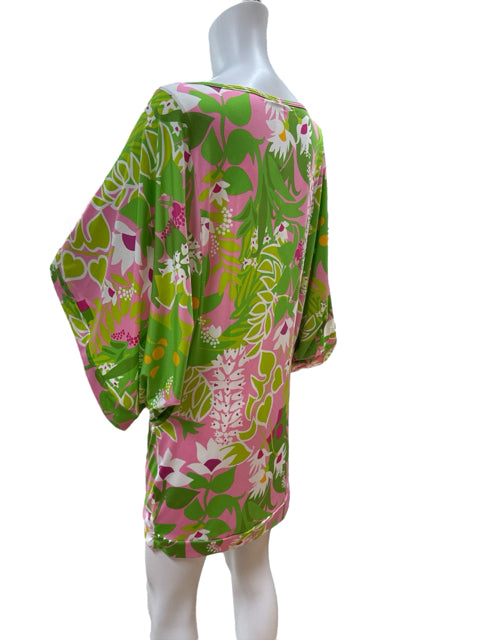 Trina Turk Pink/Lime Green Floral Pre-Owned Ladies New With Tags Dress - Size Medium