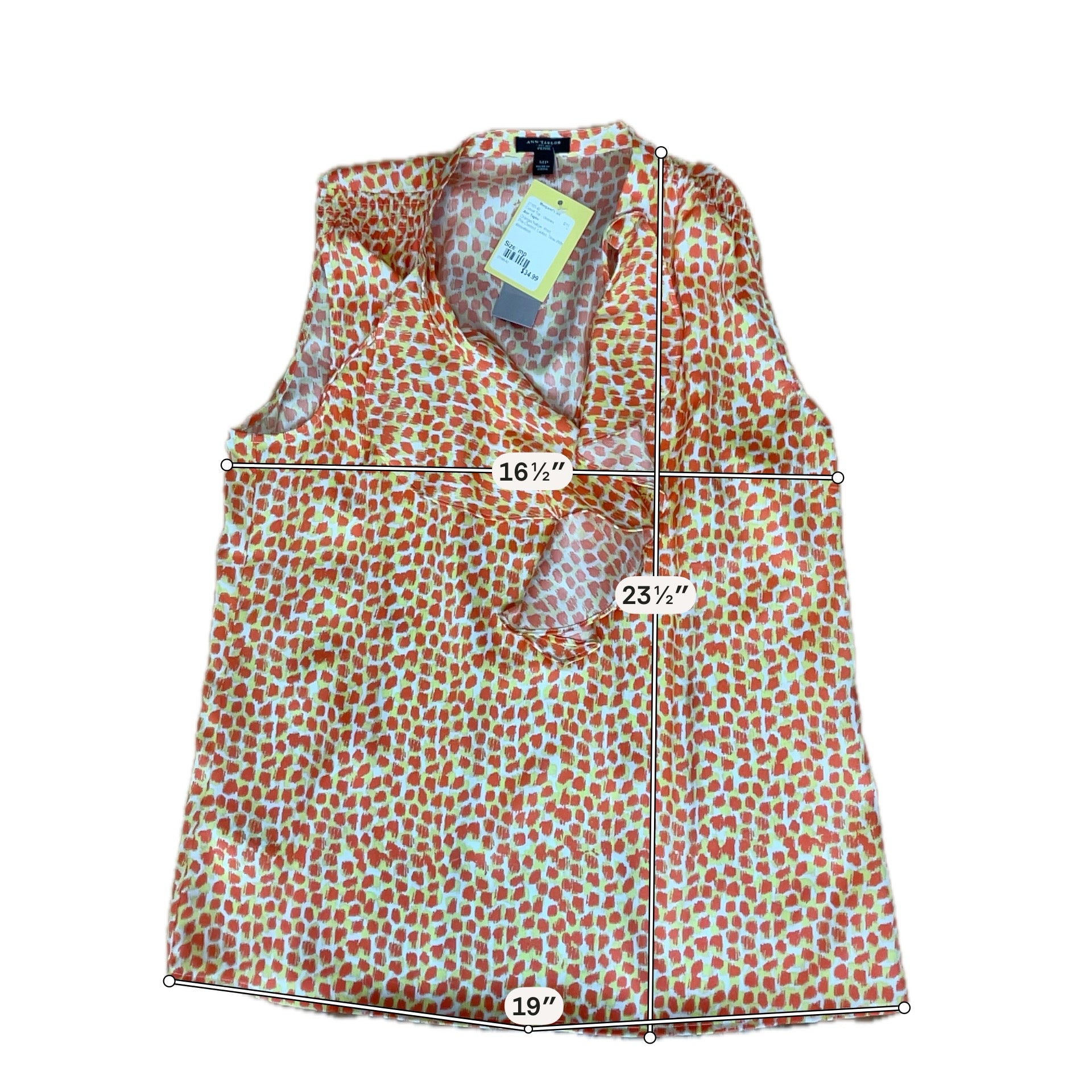 Ann Taylor Petite Abstract Ruffle V-Neck Blouse NWT Size MP
