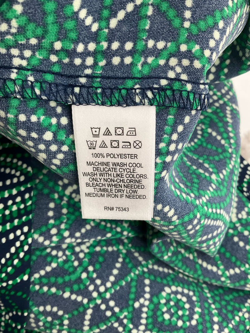Adrienne Vittadin Green/Navy Print Pre-Owned Ladies Dress - Size 8