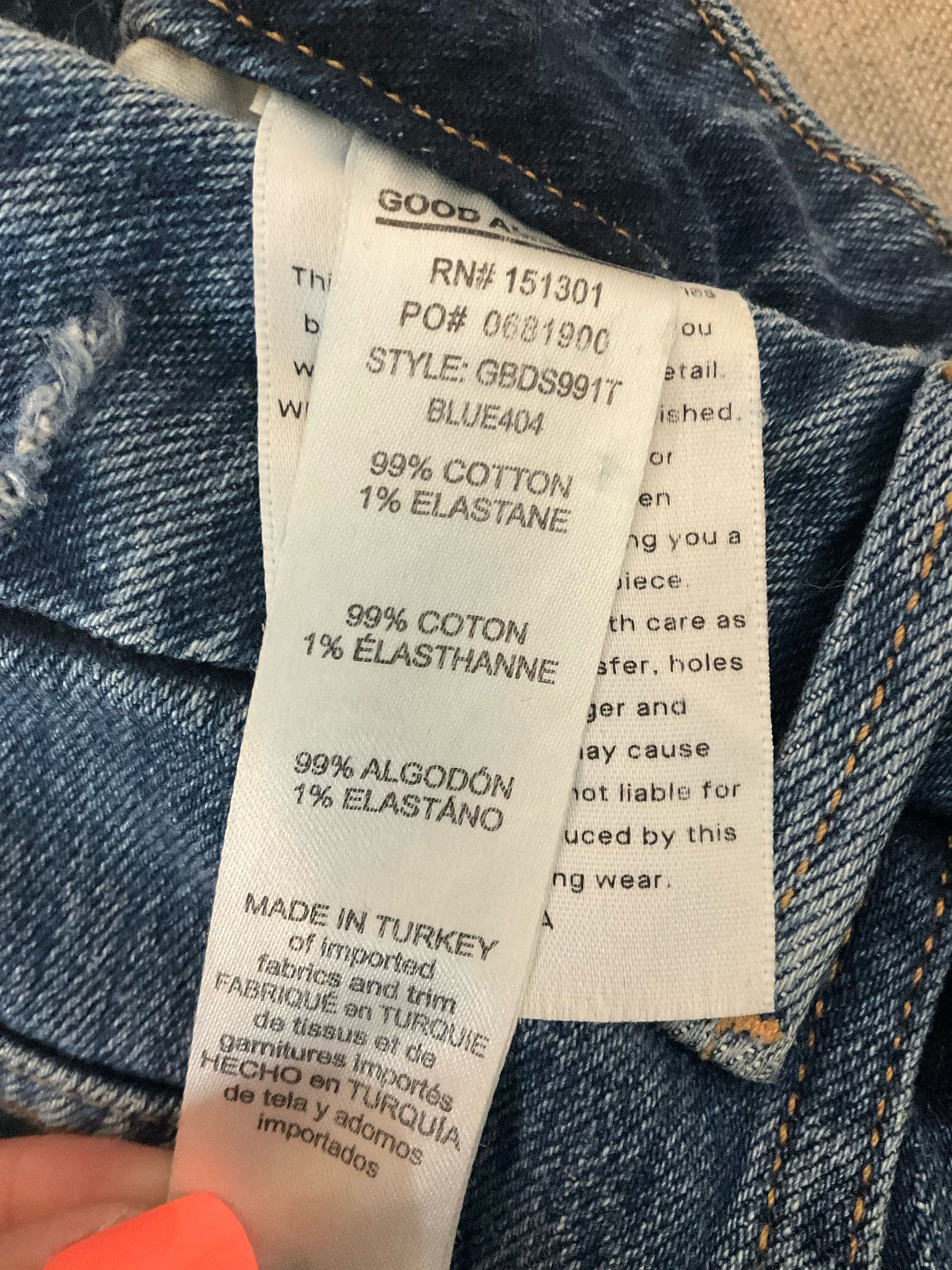 Good American Good Legs Straight Slit Hem Jeans Size 4/27 Blue Distressed High Rise