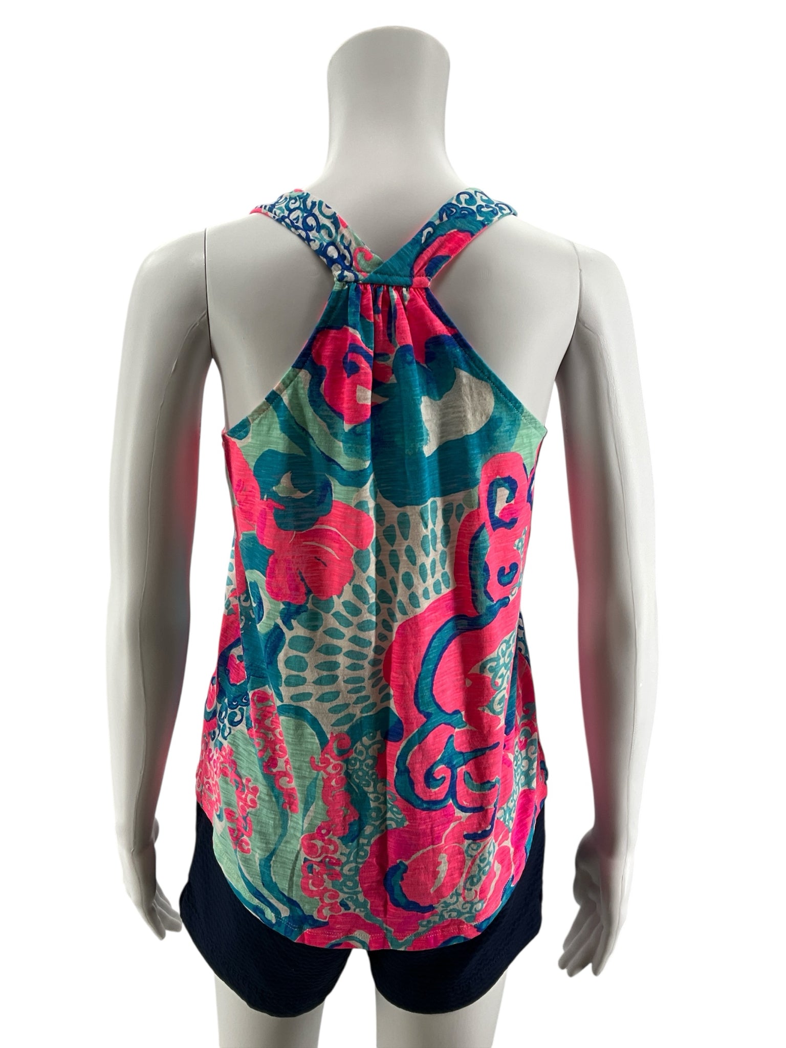 Lilly Pulitzer Marlowe Dress XS First Impression Print Pink Blue Swing Tank