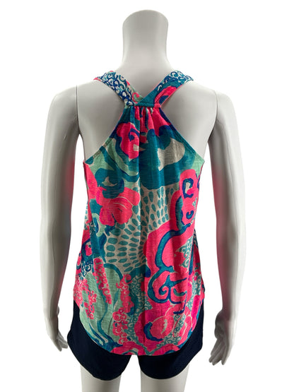 Lilly Pulitzer Marlowe Dress XS First Impression Print Pink Blue Swing Tank