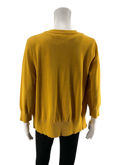 Premise Mustard Yellow Snap Front Cardigan Sweater | Size Medium