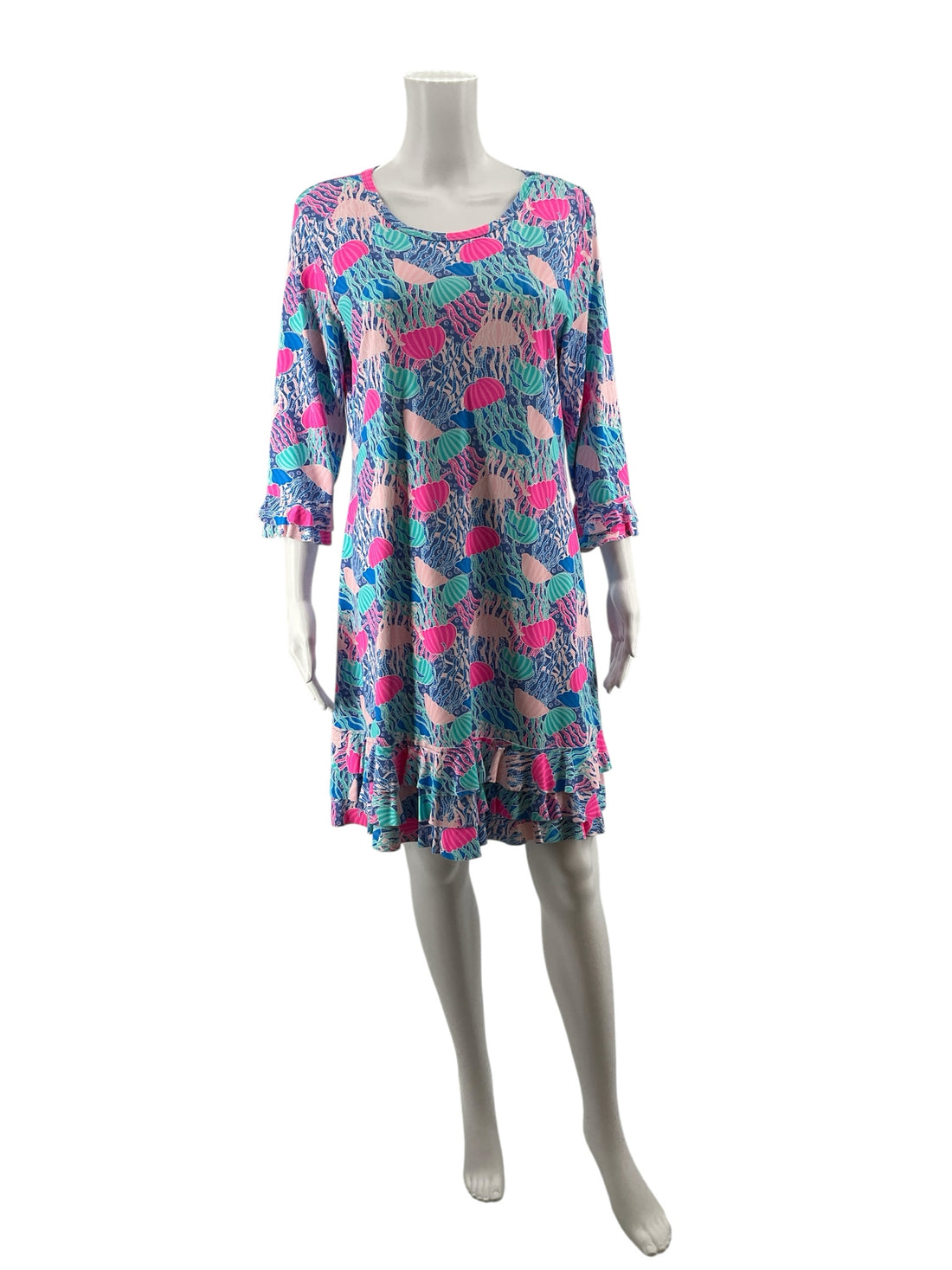 Lulu B Pink/Blue/White jellyfish Pre-Owned Ladies Dress - Size Medium