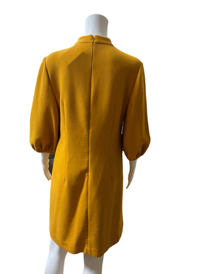Ann Taylor Size 6 Mustard Yellow Mock Neck Balloon Sleeve Shift Dress - ONLINE ONLY