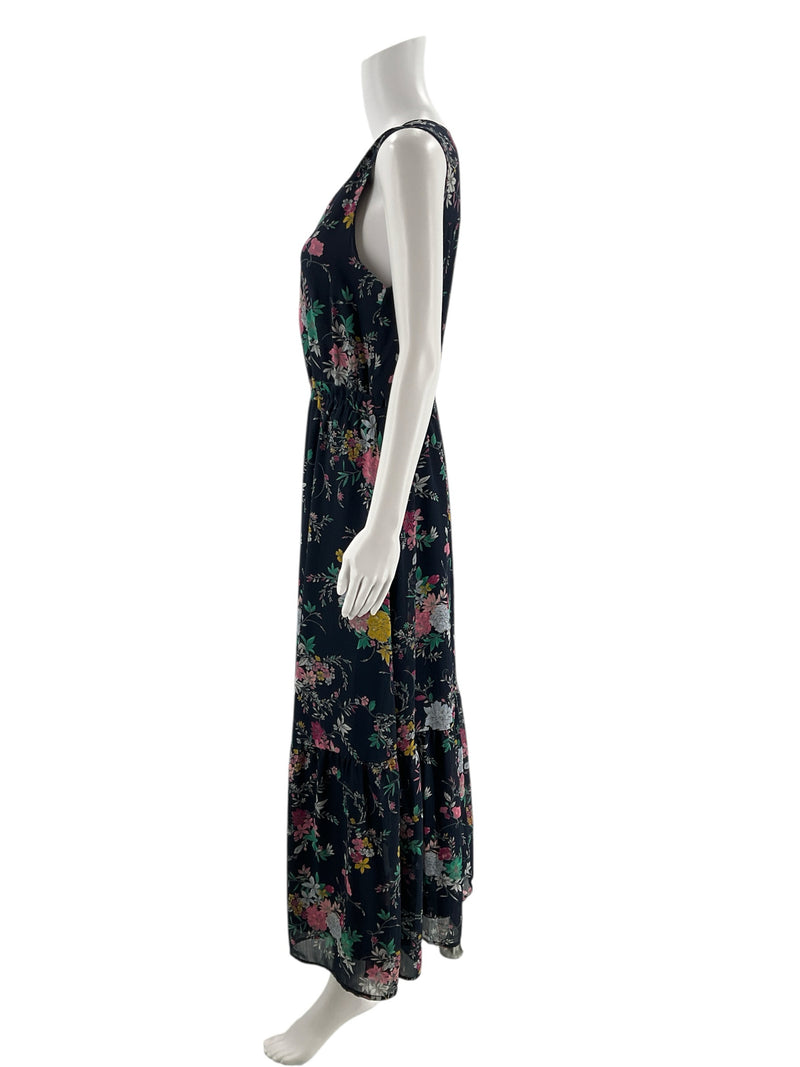 Merona Navy/Multi Floral Pre-Owned Ladies Dress - Size Medium