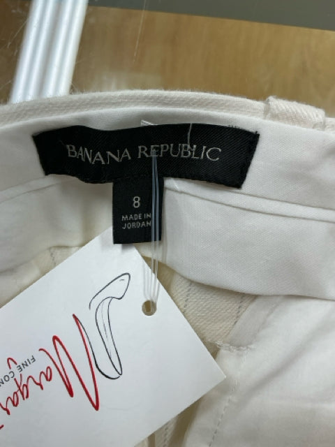 Banana Republic Cream &amp; Gray Striped Ankle Pants | Size 8 - ONLINE ONLY