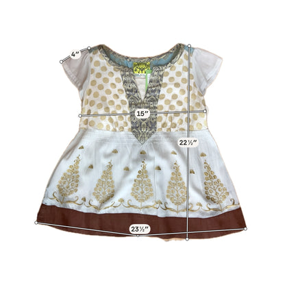 Floreat Anthropologie Gold Embroidered Boho Peplum Tunic Top Size 2