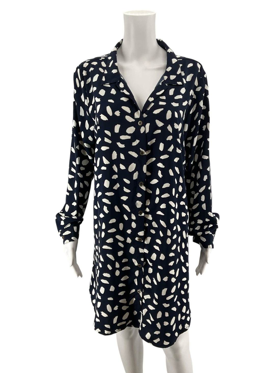 Umgee USA Navy &amp; White Confetti Dot Tunic Shirt Dress Size Large