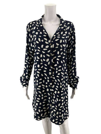 Umgee USA Navy &amp; White Confetti Dot Tunic Shirt Dress Size Large