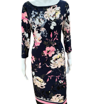INC Navy/Multi Floral Pre-Owned Ladies Dress - Size Medium - Margaret’s Fine Consignment