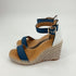 cabi blue/white Wedges Blue/White Espadrilles Pre-Owned Ladies Sandals - Size 8 - Size 8