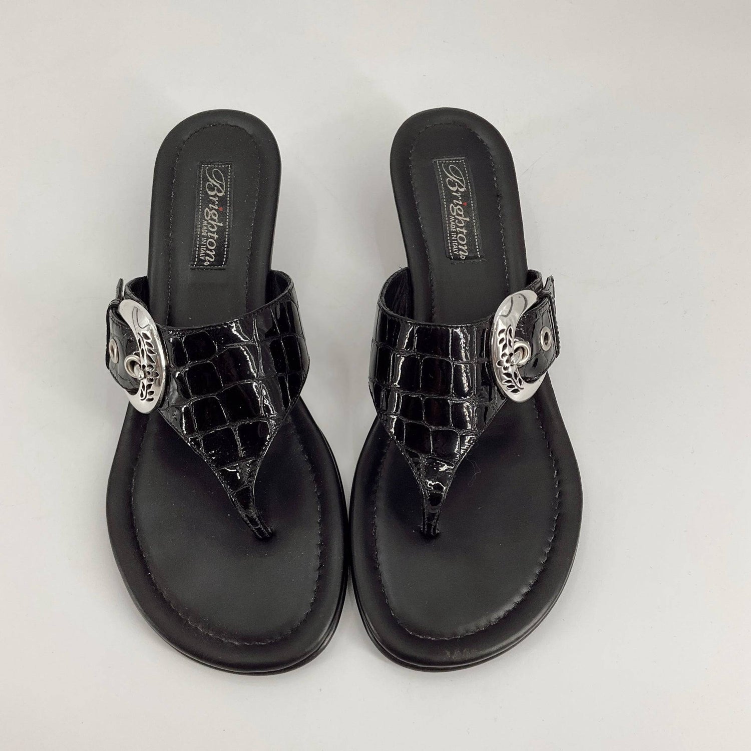 Brighton Black Buckle Ladies Pre-Owned Flip Flop Sandals – Size 7.5 - Margaret’s Fine Consignment