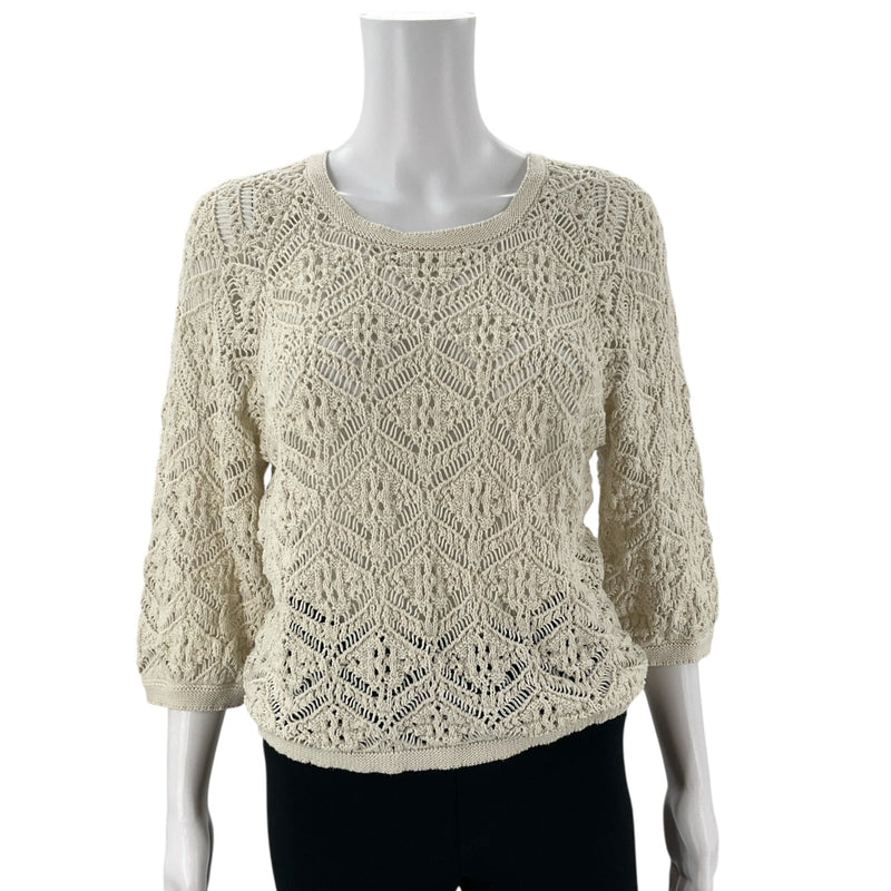 Simply Vera Cream Crochet Pre-Owned Ladies Top - Size XS - Margaret’s Fine Consignment