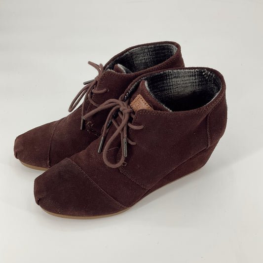 Toms Shoe Size 9 Brown Suede Pre-Owned Ladies Wedges