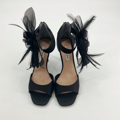 Sorella New York Kylie Feather Peep Toe Stiletto Heels Black Size 8