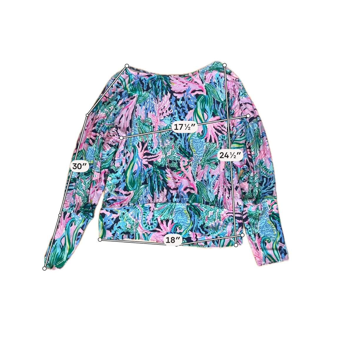 Lilly Pulitzer Neveah Top Sink Or Swim Print Blouson Dolman Sleeve L