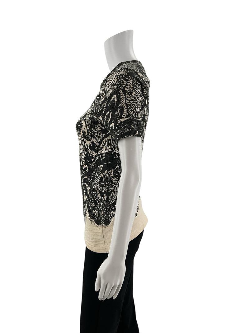 J Crew Black/Tan Print Pre-Owned Ladies Top - Size XXS