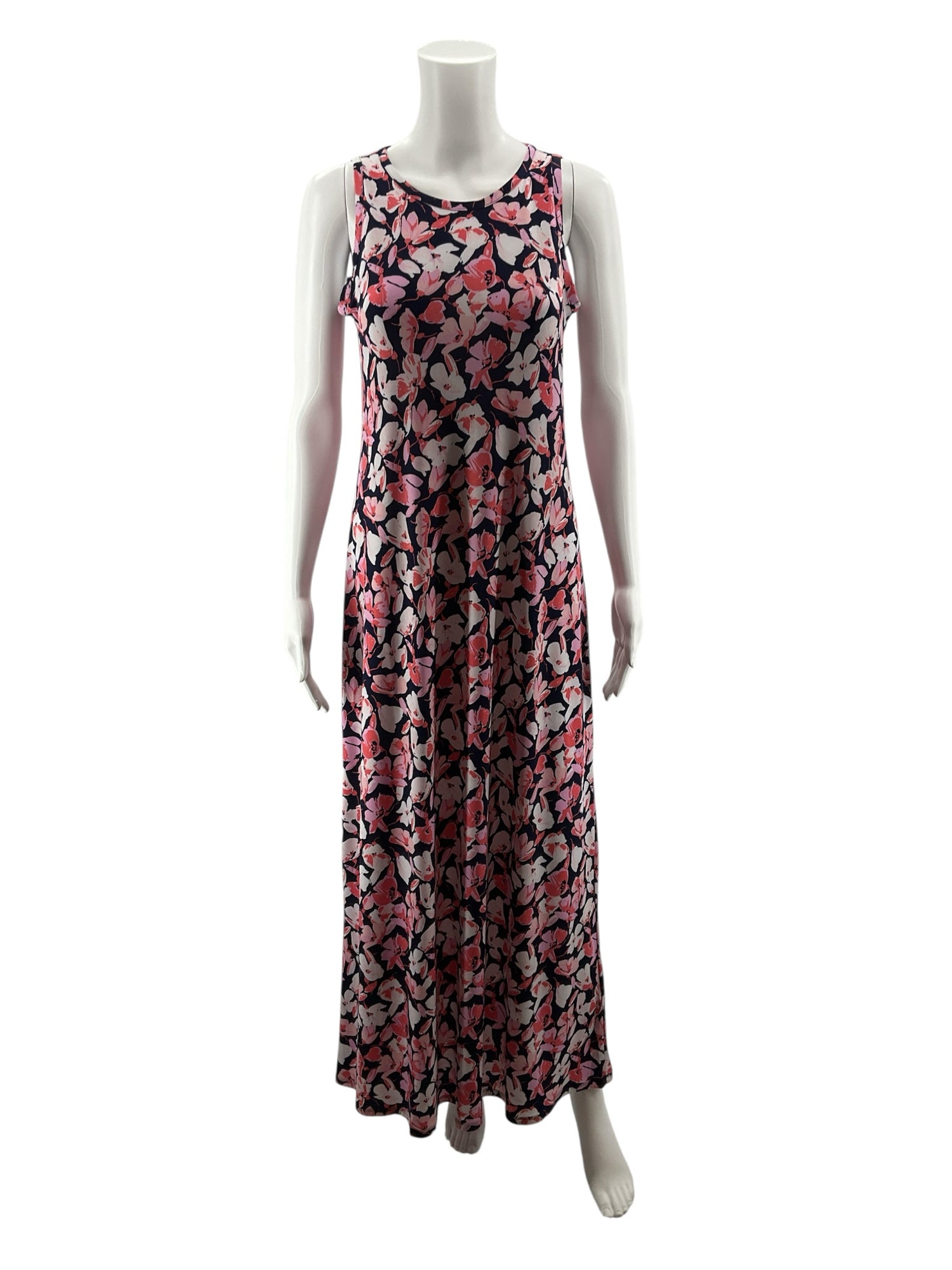 Vince Camuto Navy &amp; Pink Floral Sleeveless Midi Dress | Size XS