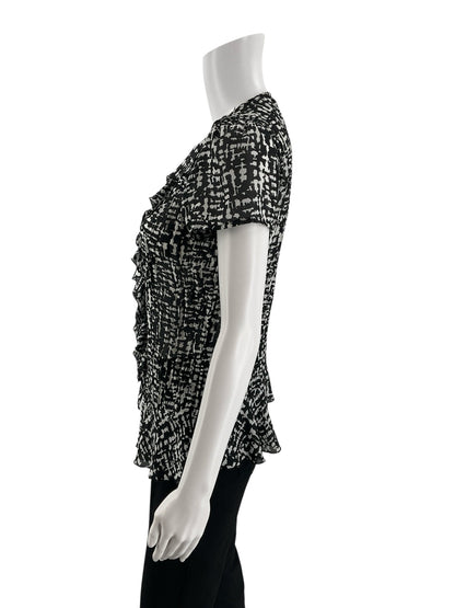 East 5th Black/White Print Pre-Owned Ladies Top - Size Small Petite - Margaret’s Fine Consignment