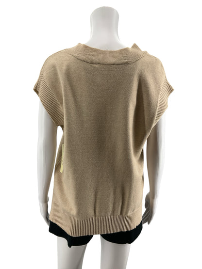 Cyrus V-Neck Cap Sleeve Sweater Vest Tan XS New With Tags