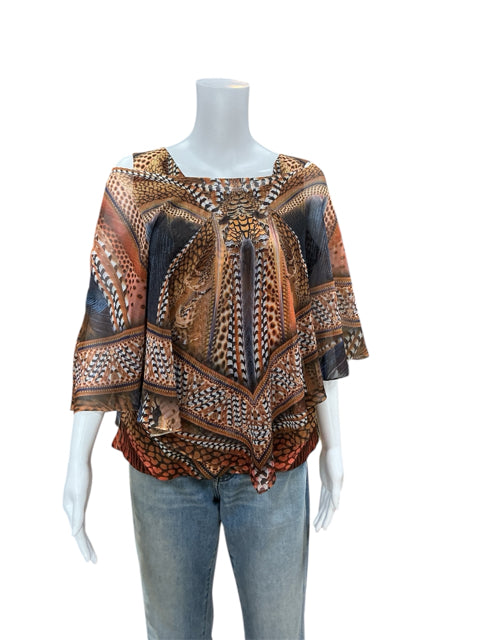 Apt.9 Brown/Blue Print Top Size Large