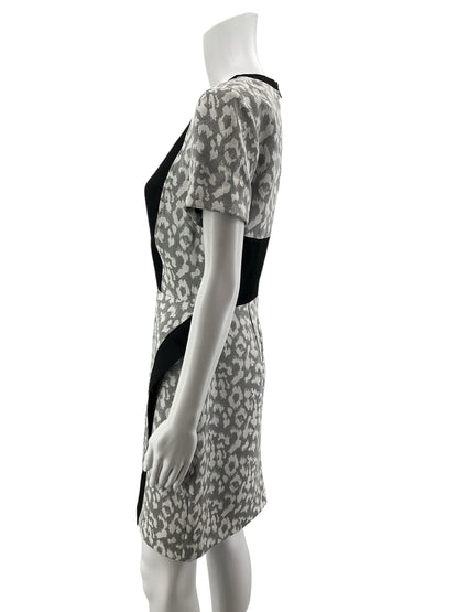 W118 by Walter Baker Gray Leopard Jacquard Asymmetrical Sheath Dress Size Small