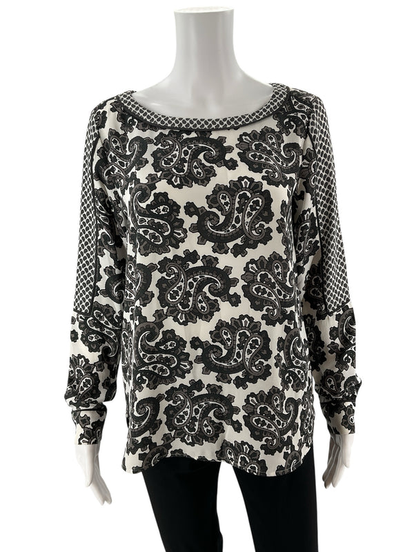 Loft Black/White/Gray Paisley Pre-Owned Ladies Top - Size XS