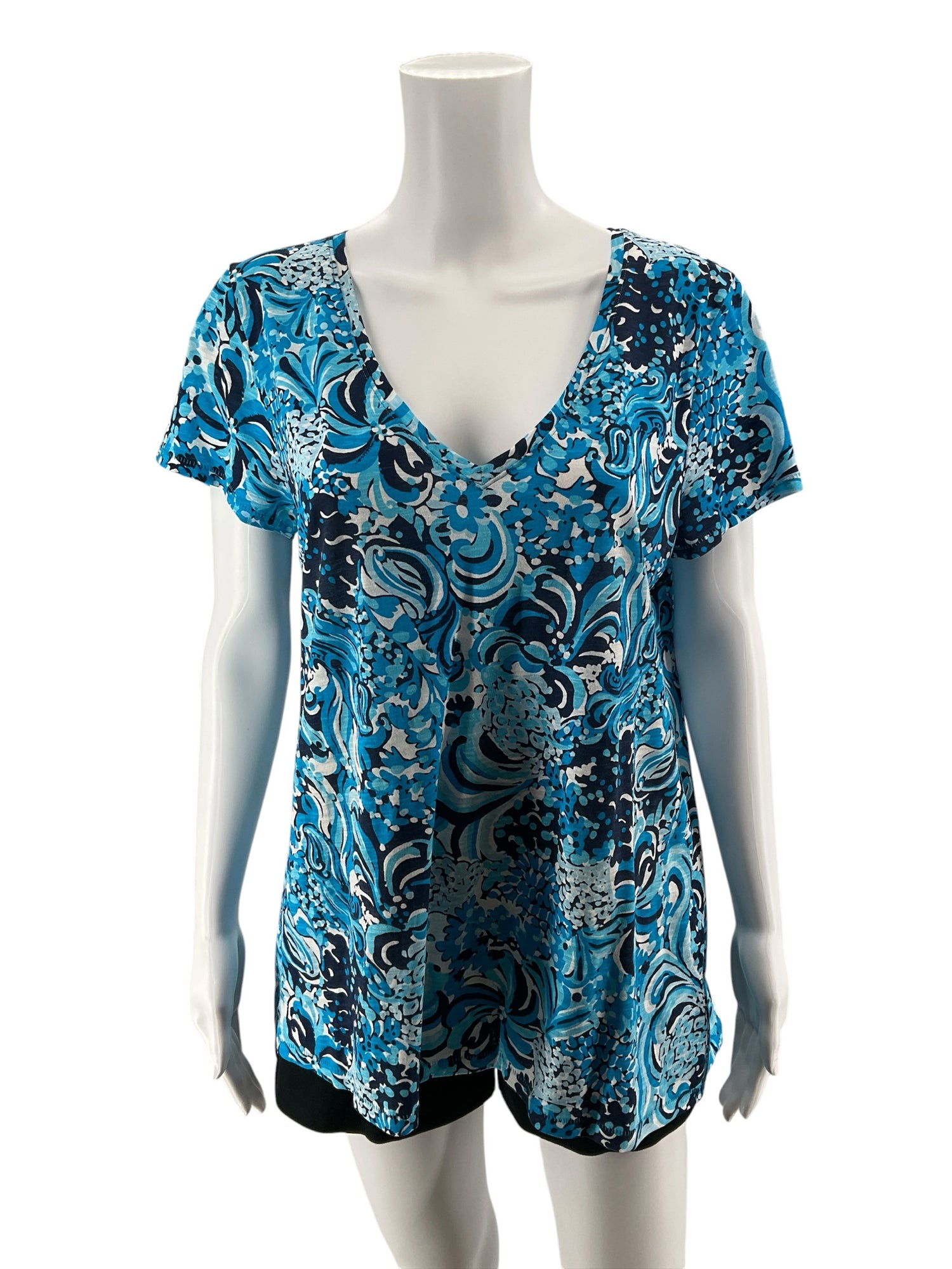 Lilly Pulitzer Michele V-Neck Top in She She Shells Print Size Large