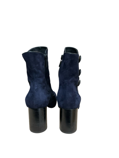 Donald J Pliner Breva Navy Suede Button Ankle Boots Size 9 M