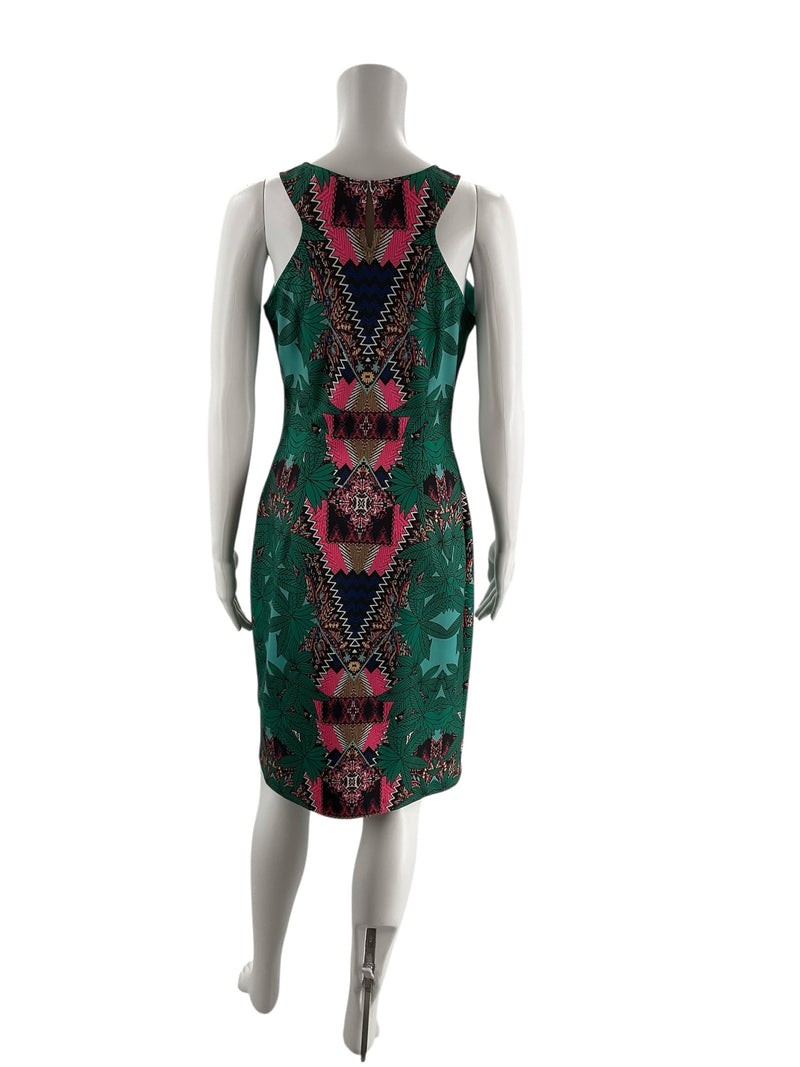 Gianni Bini Ggreen/Pink Floral Pre-Owned Ladies Dress - Size Medium