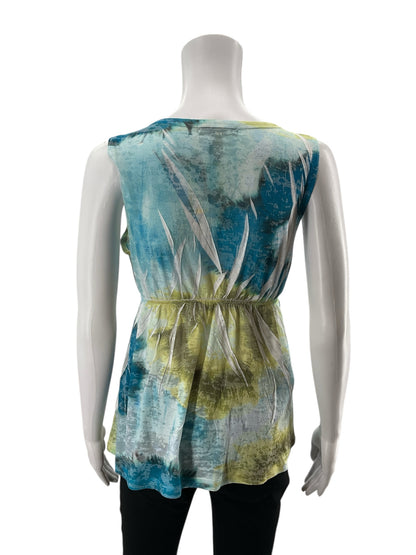 INC Aqua/Green Print Pre-Owned Ladies Casual Top -  Size Small