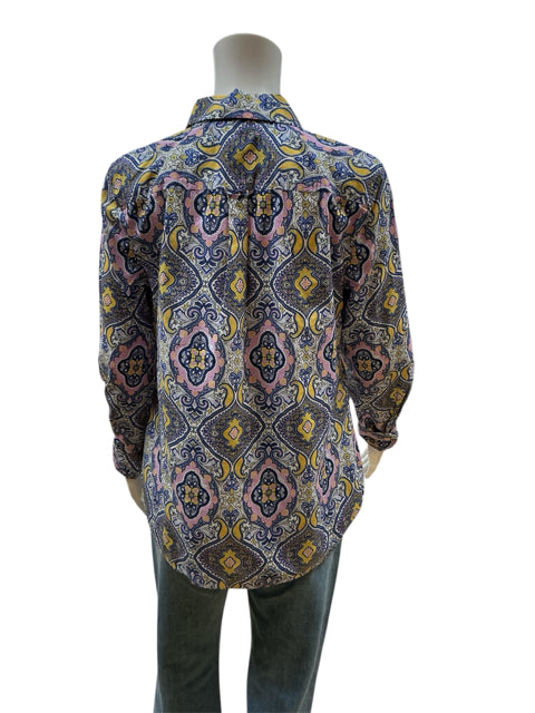 Talbots Purple/Yellow Paisley Top Size Small - rear view