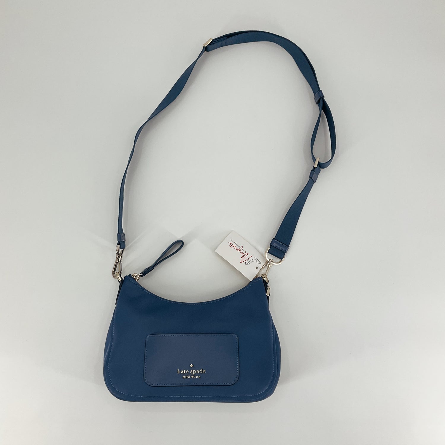 Kate Spade Leila Medium Dome Crossbody Blue Pebbled Leather Bag