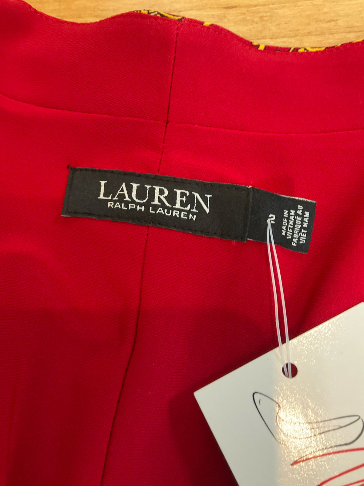 Lauren Ralph Lauren Red Paisley Faux Wrap Jersey Dress Size 2
