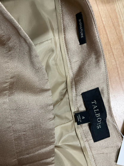 Talbots Signature Size 4 Tan Silk Wool Blend Flat Front Dress Pants - ONLINE ONLY