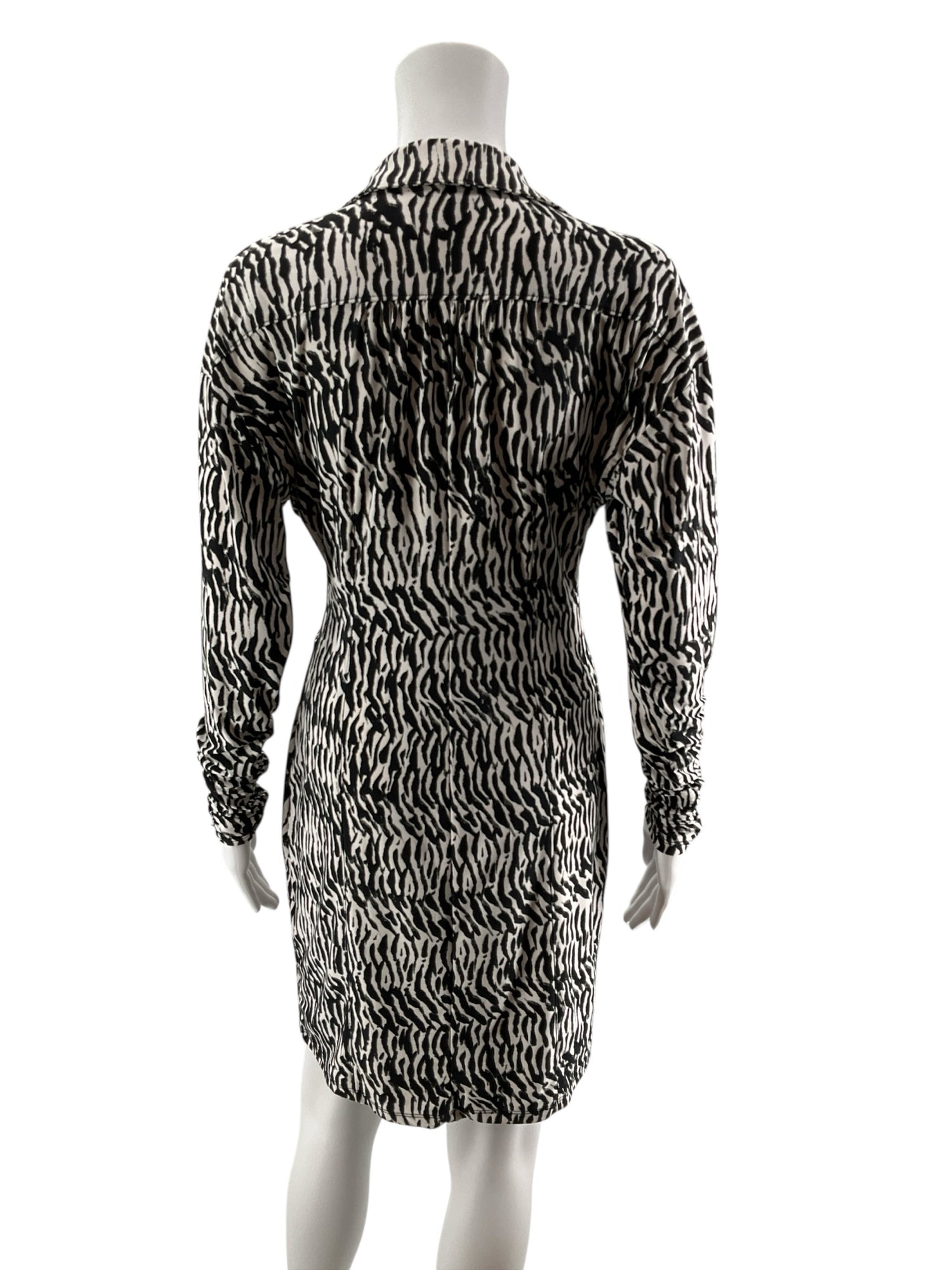 I·N·C International Concepts Zebra Print Ruched Shirt Dress Size Small
