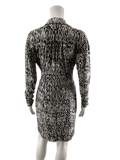 I·N·C International Concepts Zebra Print Ruched Shirt Dress Size Small