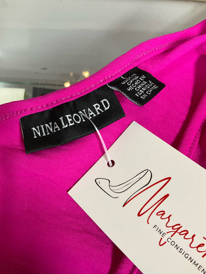 Nina Leonard Pink Tiered Surplice Maxi Dress Womens Size Large - ONLINE ONLY