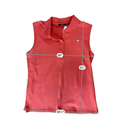 Ralsey Sleeveless Polo Top 100% Cotton Coral Orange Embroidered Cocktail Medium