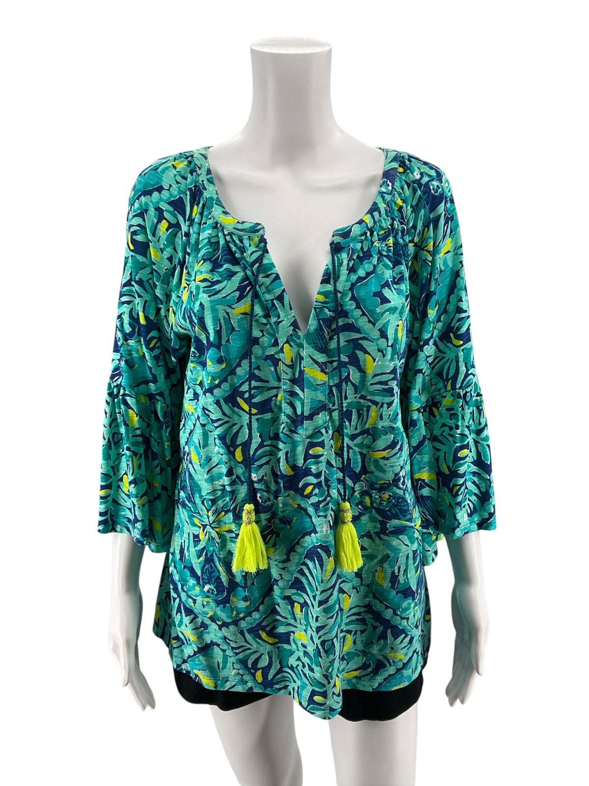 Lilly Pulitzer Luxletic Tait Tunic Top High Tide Navy Lucky Bamboo Size Large