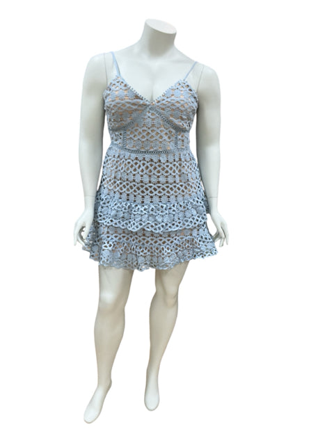 Lulus Blue/Tan Crochet Dress Size XL