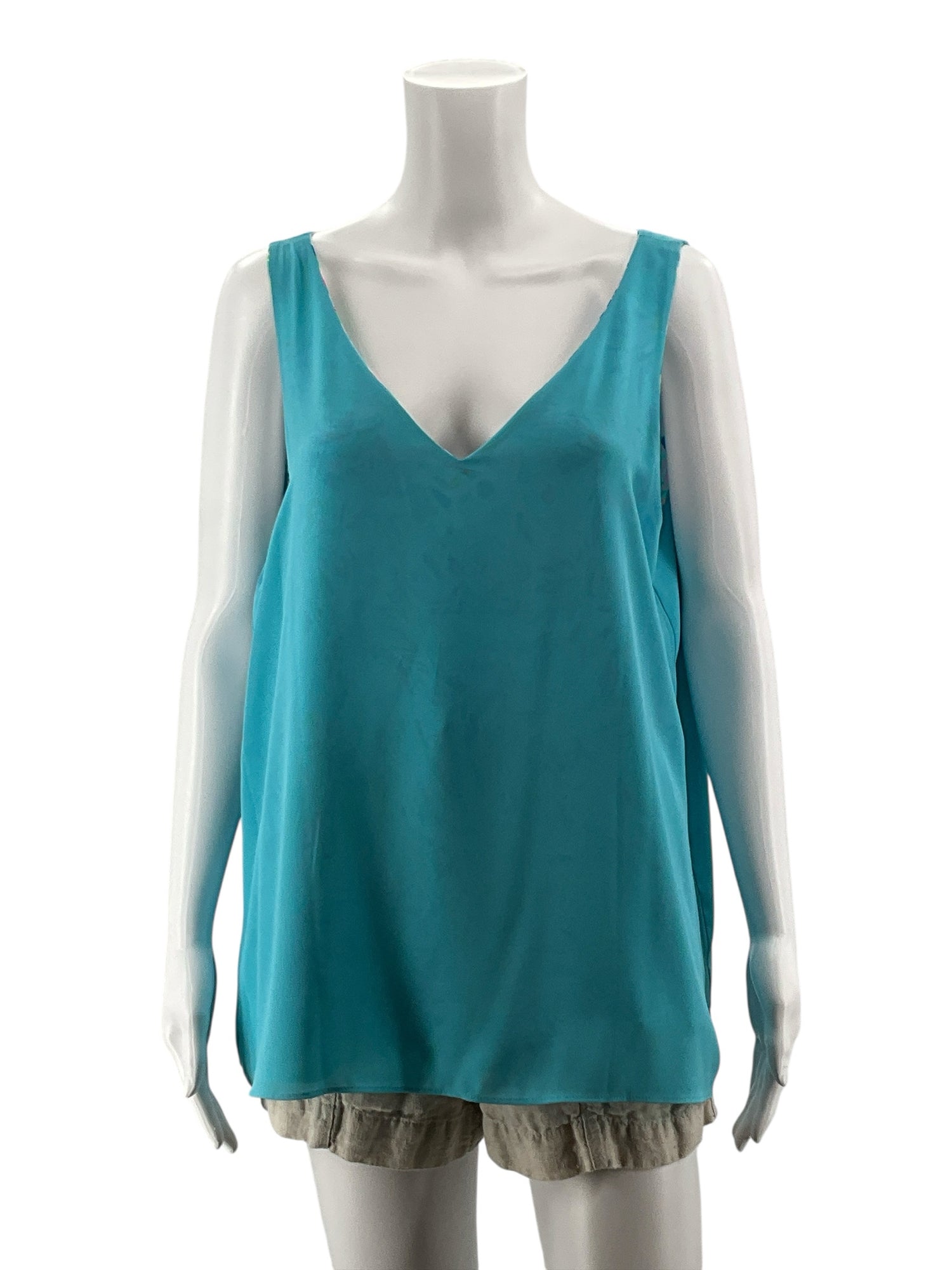 Lilly Pulitzer Florin Reversible V-Neck Tank Top Floral Aqua Pink Size Large
