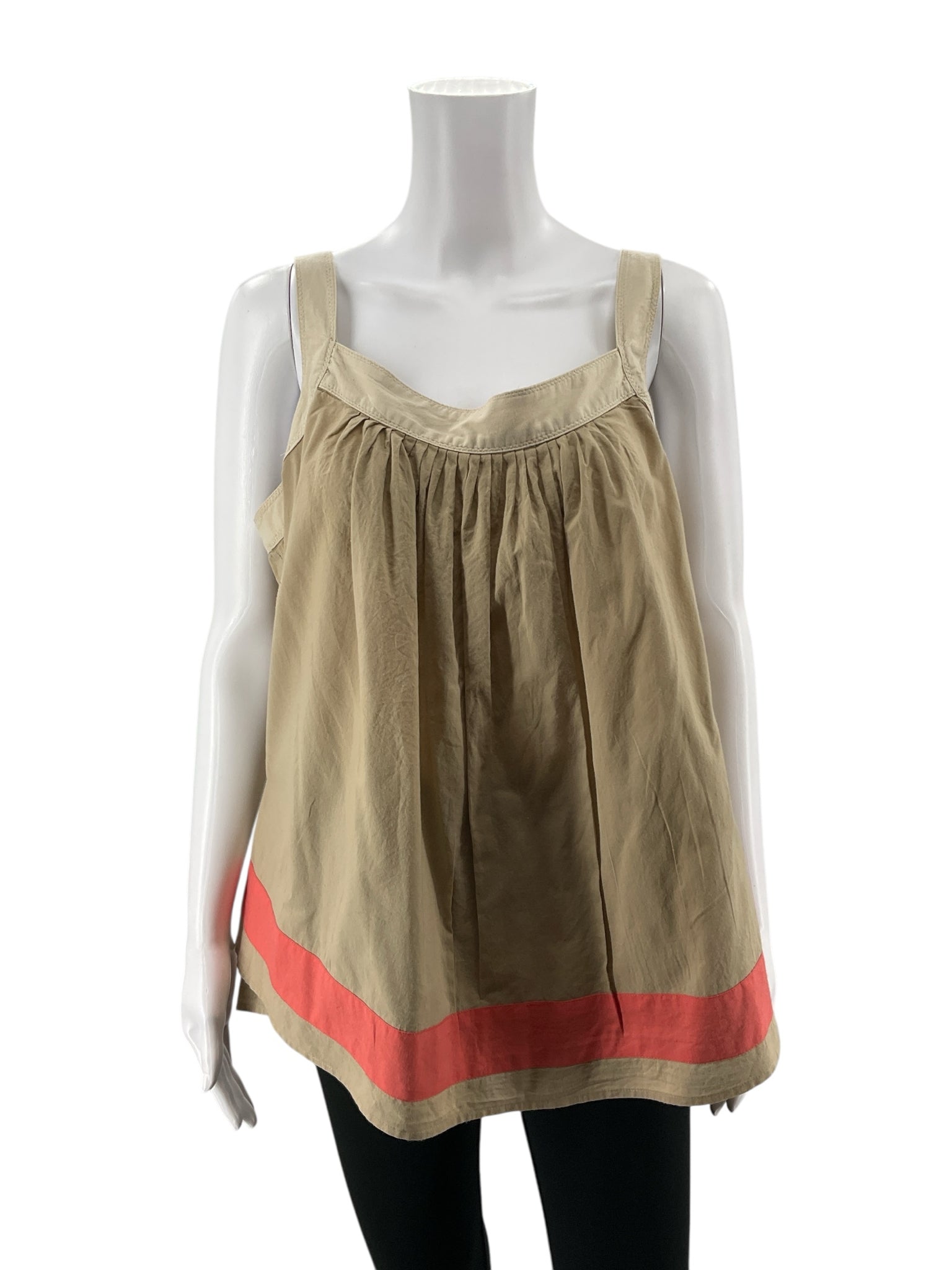 Michael Michael Kors Tan &amp; Coral Colorblock Swing Tank Top | Size XL